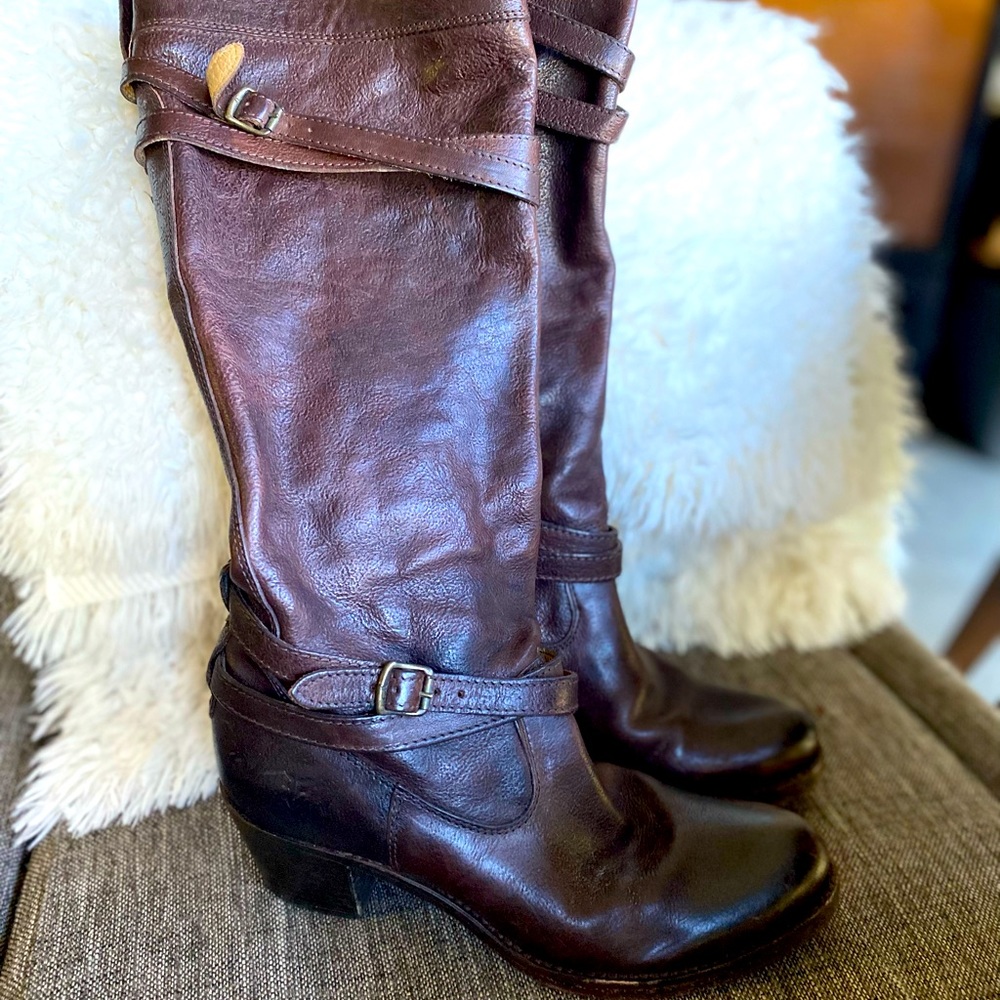 Frye brown leather boots, Size 7